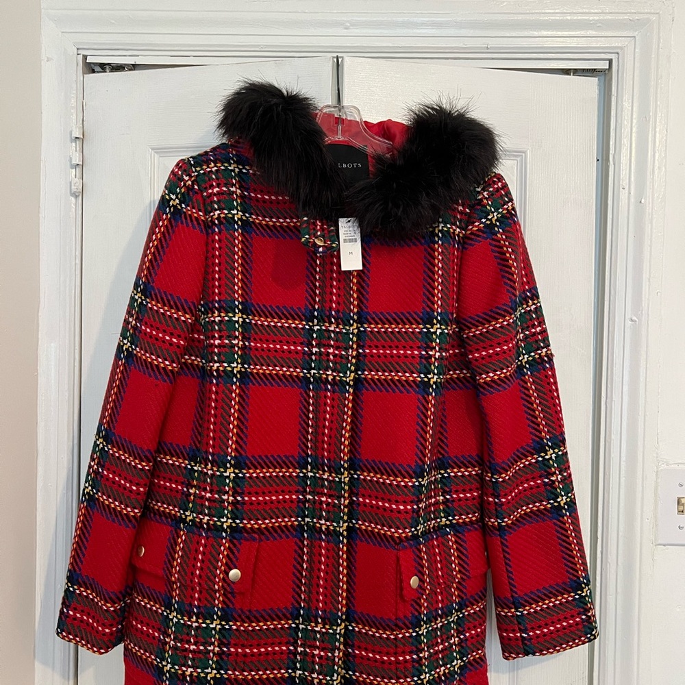 Red Coat with hood, zipper & snaps